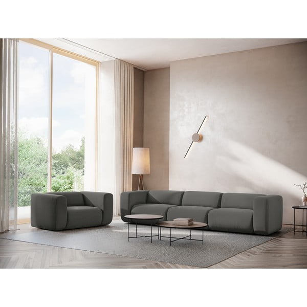Szara aksamitna sofa 319 cm Ekahi – Makamii-image-1