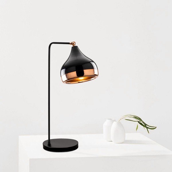 Czarna lampa stołowa z elementami w kolorze miedzi Opviq lights Yildo-image-4