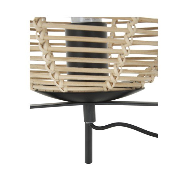 Czarna lampa stołowa z rattanowym abażurem Westwing Collection Wasa, wys. 38 cm-image-3
