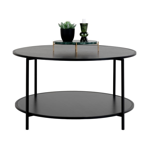 Czarny okrągły stolik z czarnym blatem ø 80 cm Vita – House Nordic-image-2