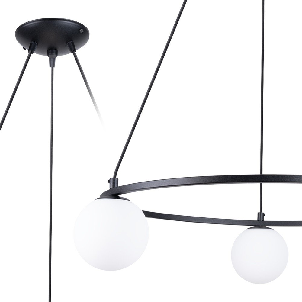Biało-czarna lampa wisząca ze szklanym kloszem Umerta – Sollux (zdjęcie 8)