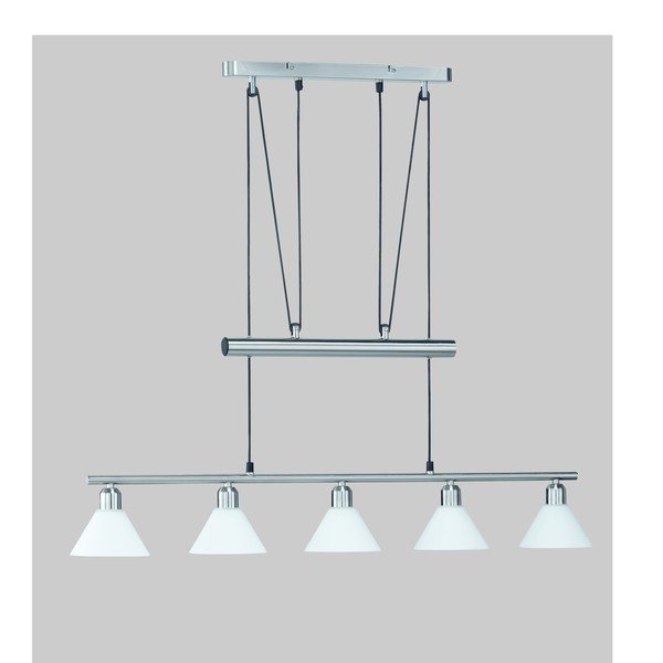 Lampa wisząca w kolorze srebra ze szklanym kloszem Stamina – Trio-image-1