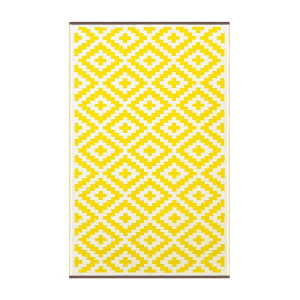 Żółto-biały dwustronny dywan odpowiedni na zewnątrz Green Decore Braino, 90x150 cm