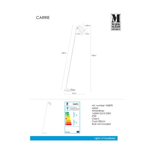 Biała lampa stojąca Markslöjd Carrie-image-2