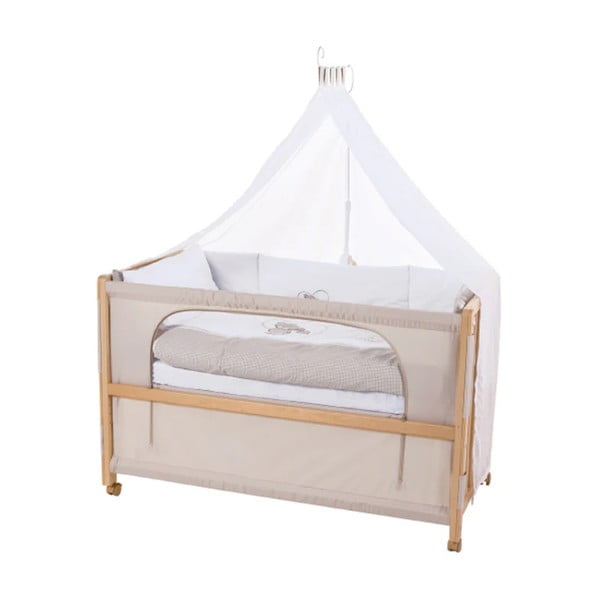 Łóżeczko na kółkach z baldachimem 60x120 cm Liebhabär – Roba-image-1