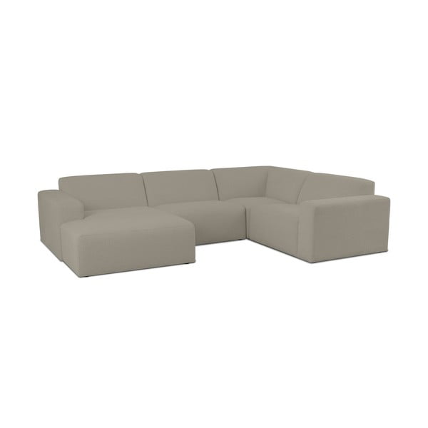 Jasnobrązowy narożnik z materiału bouclé (w kształcie litery U) Roxy – Scandic-image-1