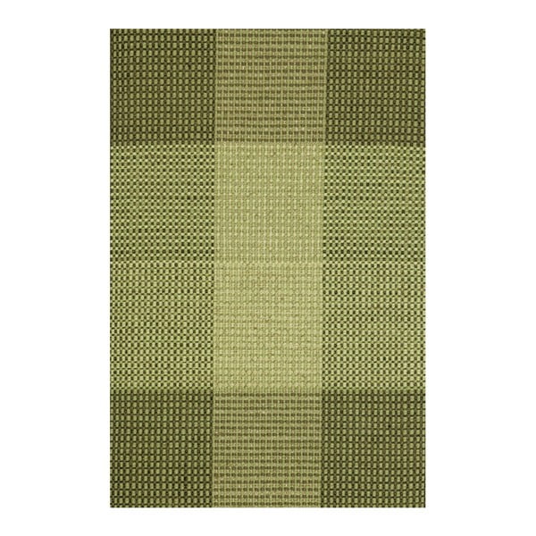 Zielony dywan wełniany ręcznie tkany Linie Design Genova, 140x200 cm