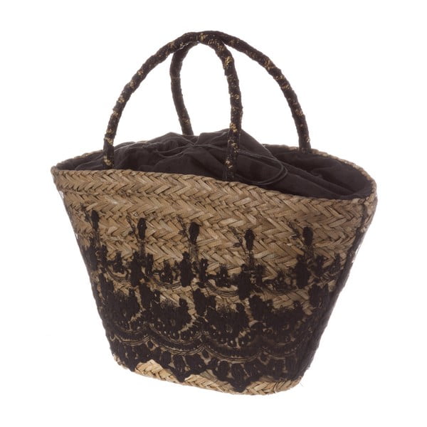 Czarna torebka damska z naturalnego włókna Unimasa