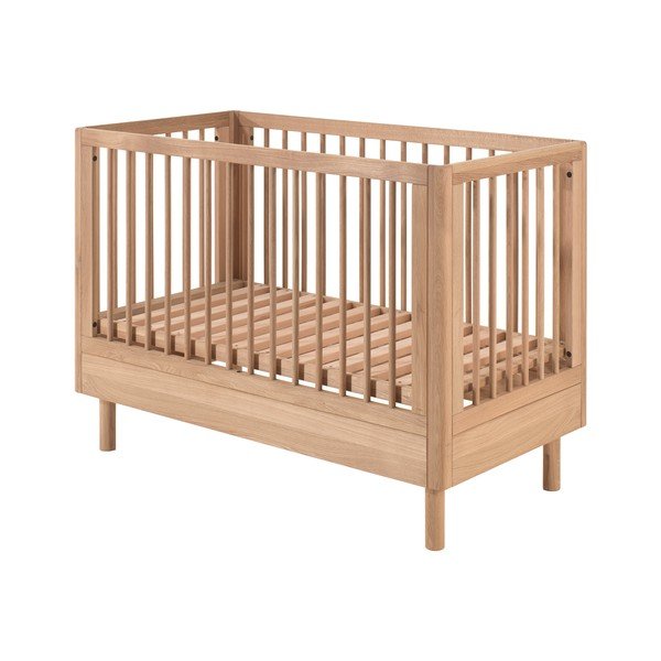 Łóżeczko z litego drewna dębowego z regulowaną wysokością 60x120 cm w naturalnym kolorze Forrest – Vipack-image-4