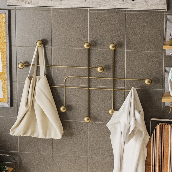 Metalowy wieszak ścienny w kolorze złota Dama – Kalune Design-image-3