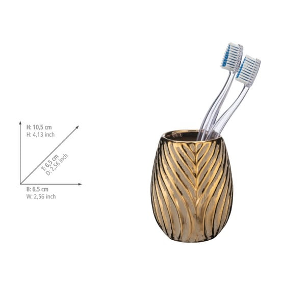 Ceramiczny kubek na szczoteczki do zębów w kolorze złota Idro – Wenko-image-2