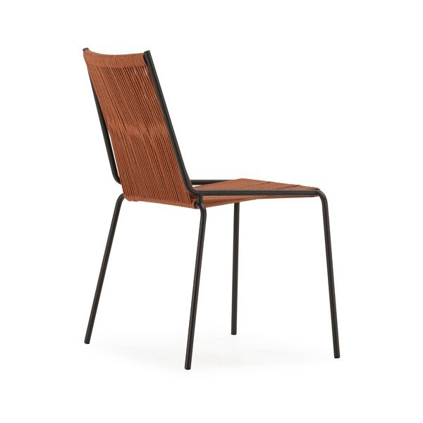 Metalowe krzesła zestaw sztaplowane 2 szt. w kolorze terakoty Emily – Marckeric-image-3