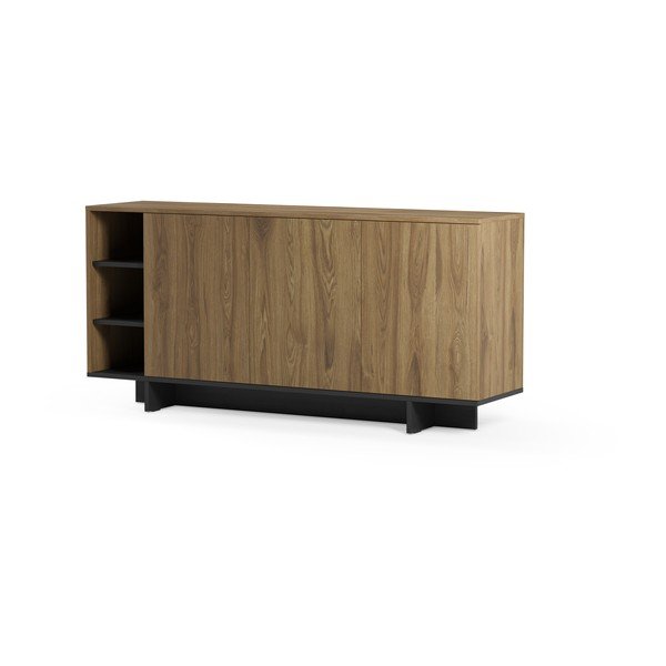 Czarna/w naturalnym kolorze szafka w dekorze dębu 170x80x40 cm Cequoia – Marckeric-image-2