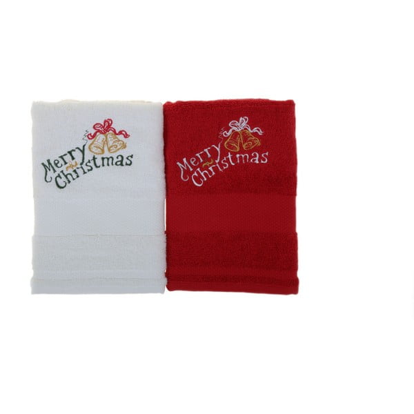 Zestaw 2 ręczników Merry Christmas Red&White, 50x100 cm