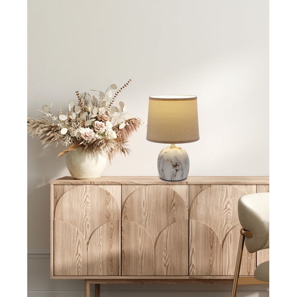 Kremowa lampa stołowa z tekstylnym kloszem (wys. 25 cm) Adelina – Candellux Lighting-image-1