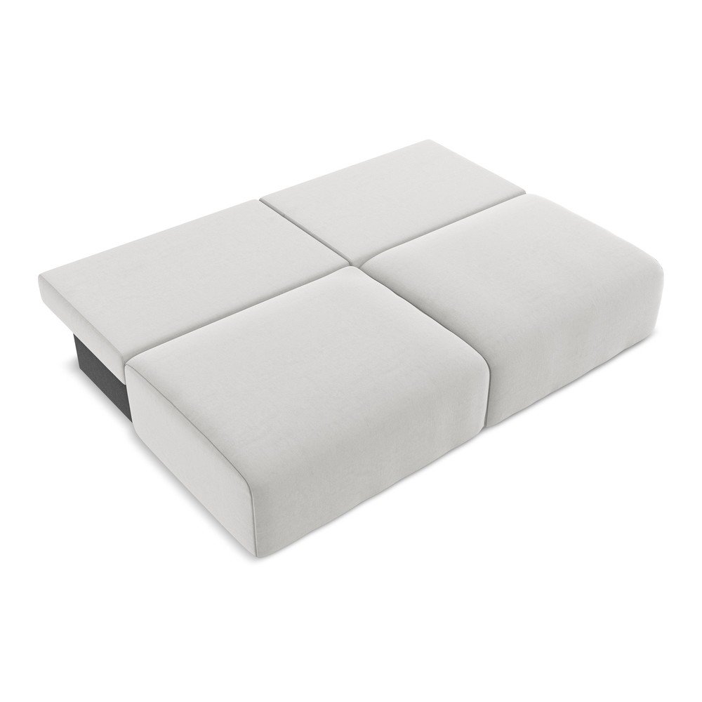 Jasnoszara aksamitna rozkładana sofa ze schowkiem 216 cm Kalena – Makamii (zdjęcie 7)