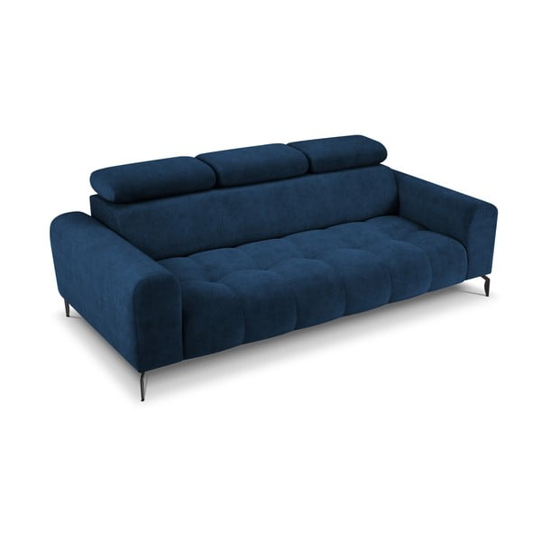 Niebieska sofa z funkcją relaks z aksamitną powierzchnią Milo Casa Nico-image-3