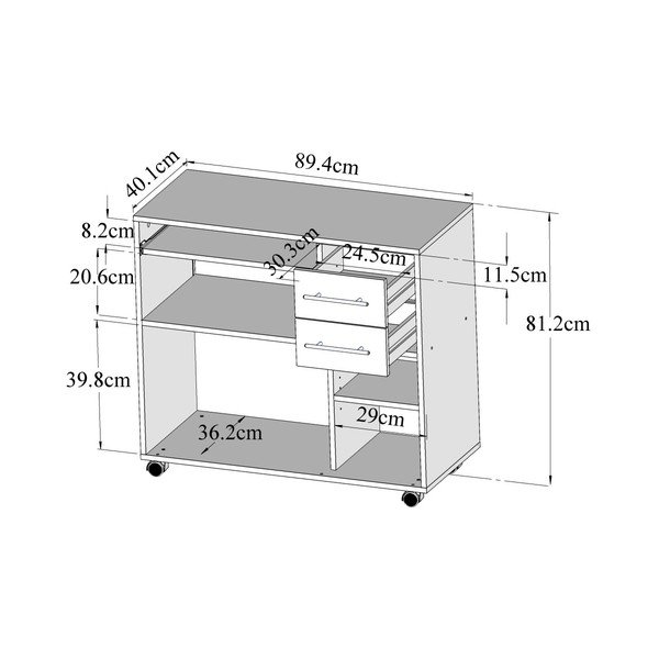 Czerwono-biała szafka kuchenna na kółkach z półkami TemaHome Marius-image-2