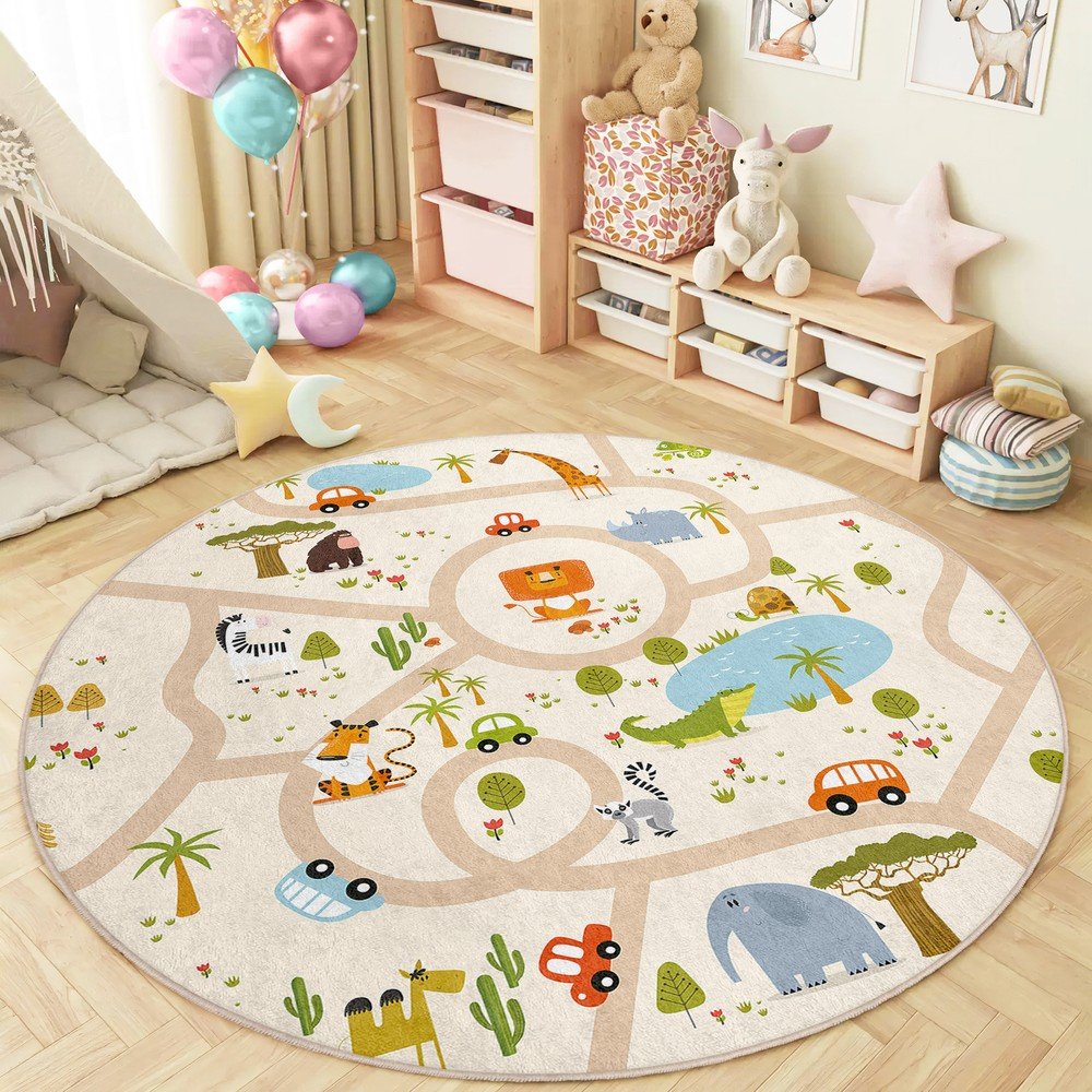 Dziecięcy dywan do zabawy odpowiedni do prania ø100 cm Savana Ride – Mila Home (zdjęcie 6)