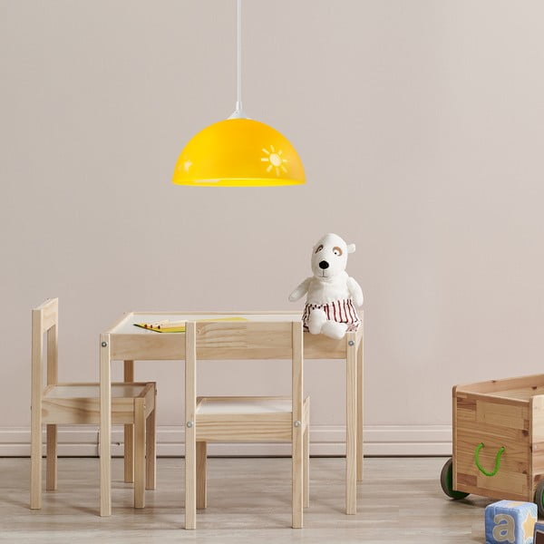 Lampa dziecięca w kolorze ochry ze szklanym kloszem ø 30 cm Day & Night – LAMKUR-image-2