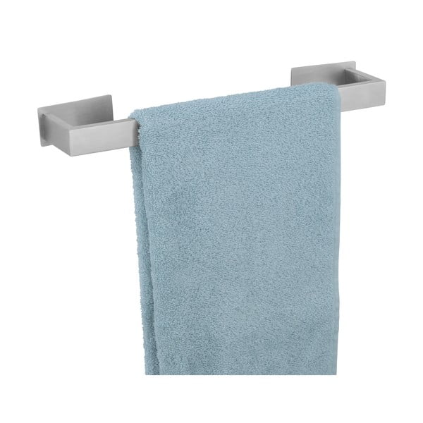 Samoprzylepny wieszak na ręczniki ze stali nierdzewnej w kolorze matowego srebra Genova – Wenko