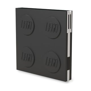Czarny kwadratowy notatnik z długopisem żelowym LEGO®, 15,9x15,9 cm