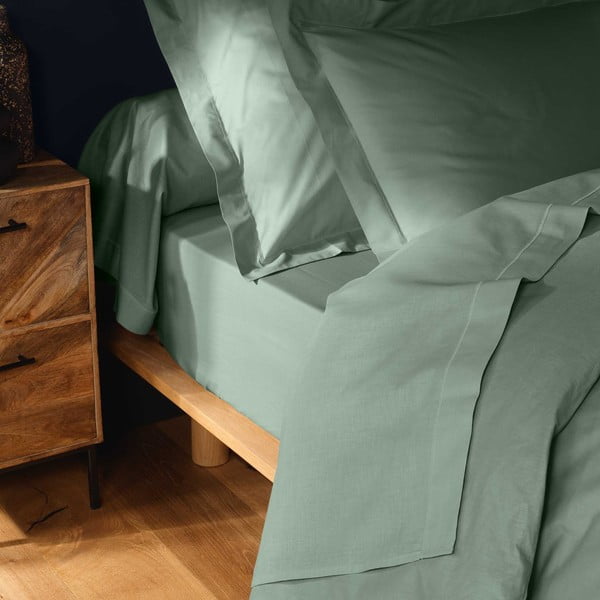 Jasnozielone bawełniane prześcieradło 180x290 cm Lina – douceur d'intérieur-image-2