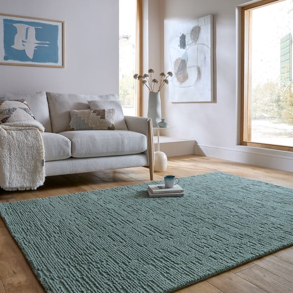 Szaroniebieski wełniany dywan tkany ręcznie 160x230 cm Harris Boucle – Flair Rugs-image-1