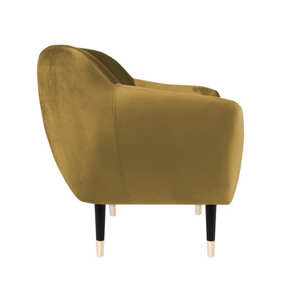 Musztardowy fotel z czarnymi nogami Mazzini Sofas Amelie-image-3