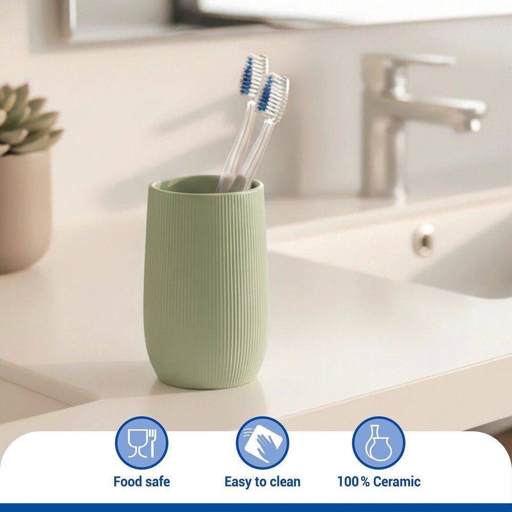 Zielony kubek na szczoteczki do zębów ceramiczny Fablo – Wenko (zdjęcie 6)