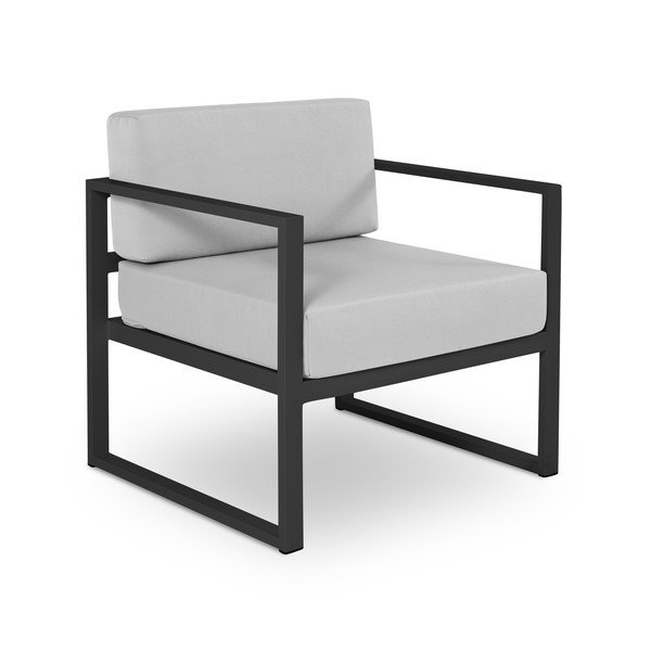 Szary fotel ogrodowy w czarnej ramie Calme Jardin Nicea-image-2