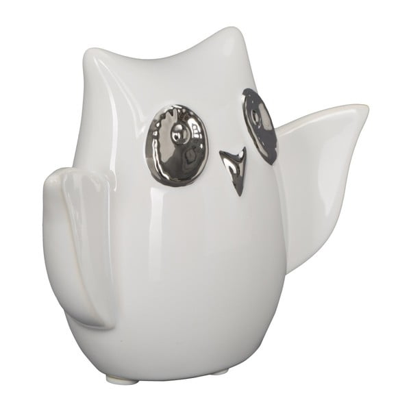 Biała ceramiczna figurka w kształcie sowy Mauro Ferretti Gufo Funny Owl B wys. 10,5 cm