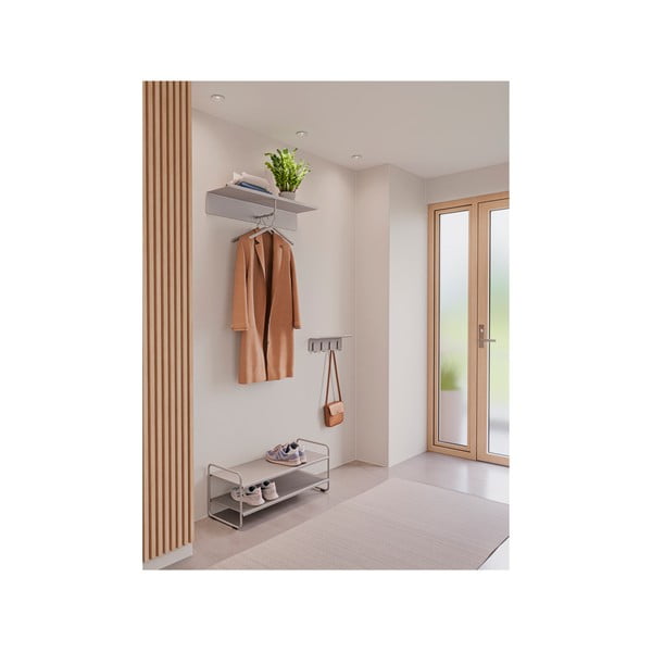 Jasnoszary stalowy wieszak ścienny z półką 11,5 cm A-Hallway – Zone-image-2