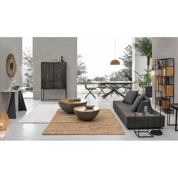 Szary/w naturalnym kolorze metalowy okrągły stolik ø 90 cm Lancaster – Bizzotto-image-4