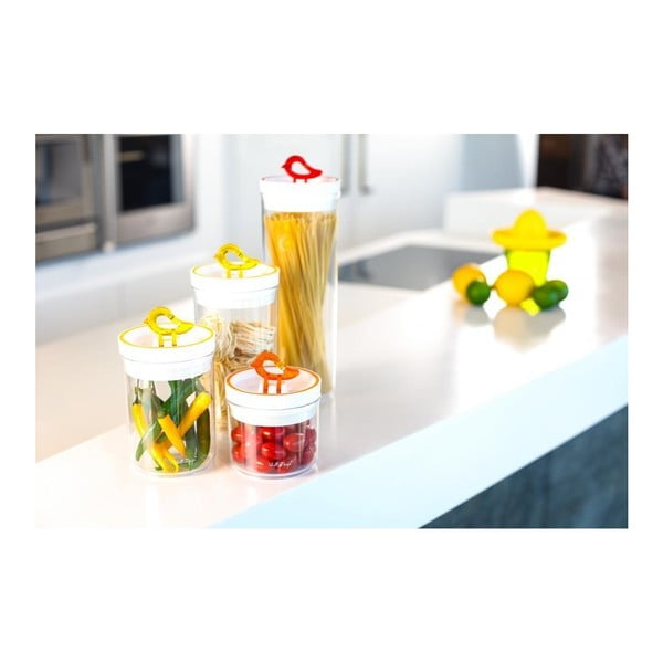 Przezroczysty pojemnik z żółtym detalem Vialli Design Livio, 0,4 l-image-1