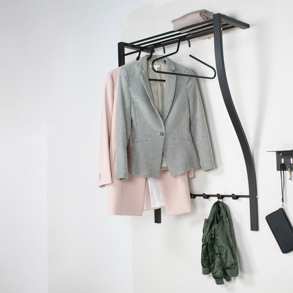 Czarny metalowy wieszak ścienny z półką 75 cm Carve – Spinder Design-image-4