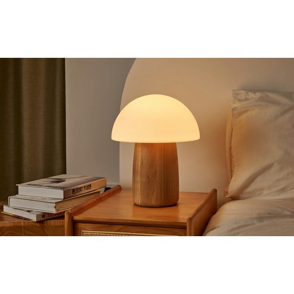 Naturalna lampa stołowa ze ściemniaczem i szklanym kloszem (wys. 32 cm) Alice – Gingko-image-2