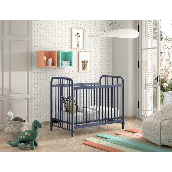 Niebieskie metalowe łóżeczko 60x120 cm BRONXX – Vipack-image-1