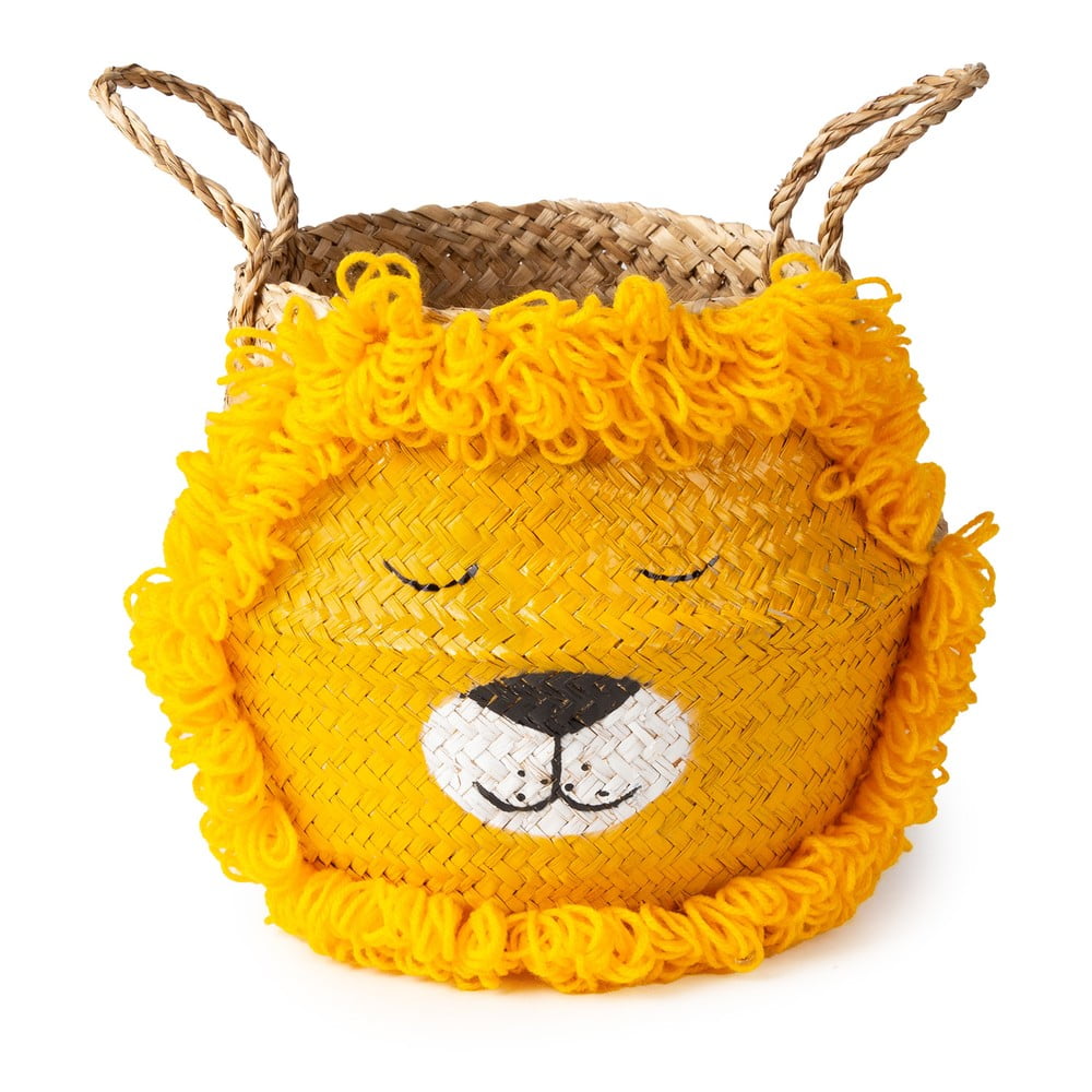 Żółto-naturalny kolorze dziecięcy kosz na zabawki z trawy morskiej ø 30x28 cm Lion – Compactor (zdjęcie 9)