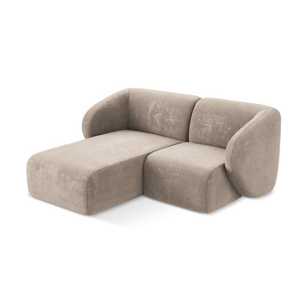 Jasnobrązowy narożnik z tkaniny szenilowej (lewostronny/z szezlongiem) Lani – Makamii-image-2