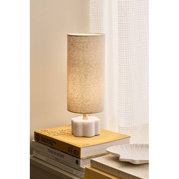 Biała/beżowa lniana lampa stołowa (wysokość 33 cm) Joline – Ellos Home-image-1