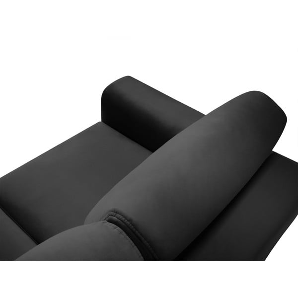 Ciemnoszary aksamitny rozkładany narożnik ze schowkiem Kyoto – Cosmopolitan Design-image-4