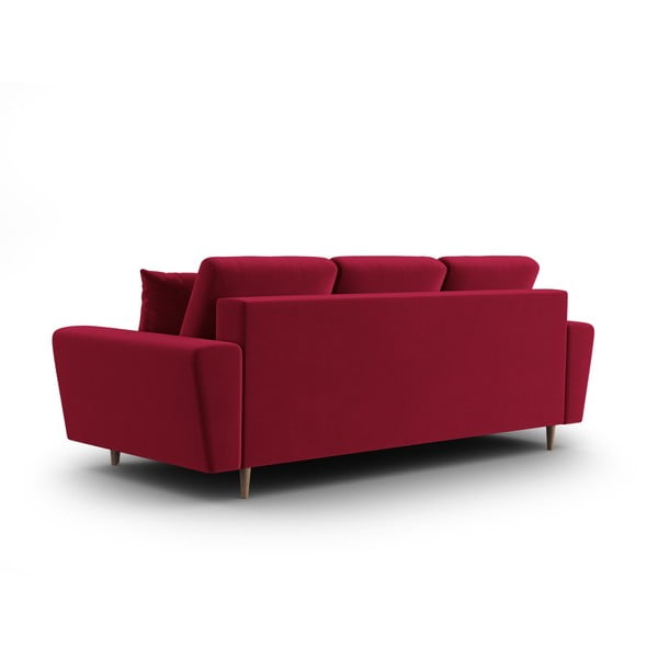 Czerwona aksamitna rozkładana sofa ze schowkiem 235 cm Kyoto – Cosmopolitan Design-image-3
