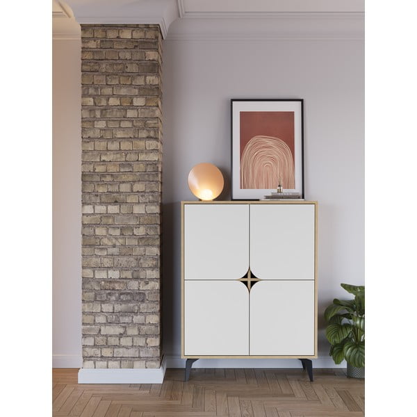 Biała szafka w dekorze dębu 90x120 cm Nola – Marckeric-image-1