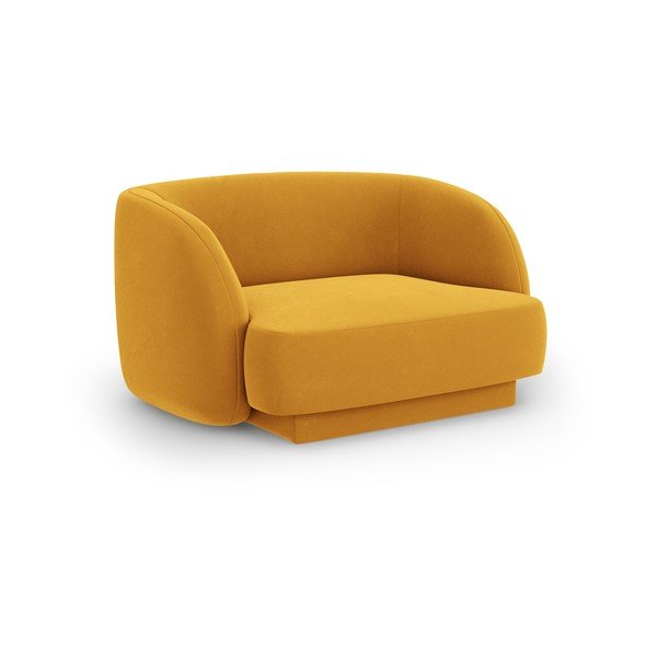 Musztardowy aksamitny fotel Miley – Micadoni Home