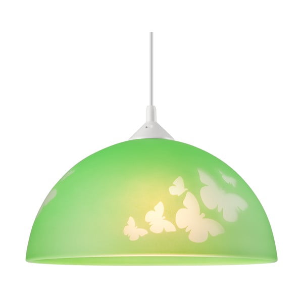 Zielona lampa dziecięca ze szklanym kloszem ø 30 cm Mariposa – LAMKUR-image-4