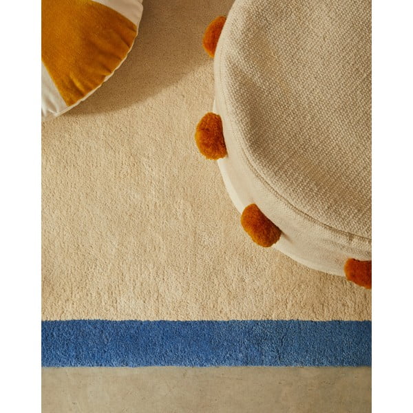 Niebiesko-beżowy bawełniany dywan 90x150 cm Nalim – Kave Home-image-1