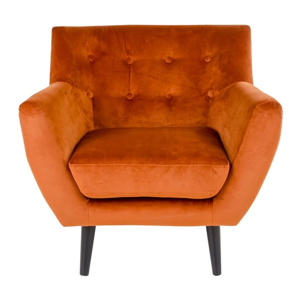 Pomarańczowy fotel pokryty aksamitem House Nordic Monte