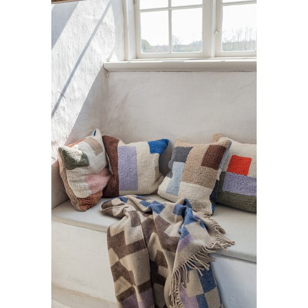 Niebiesko-brązowy koc z mieszanki wełny 130x190 cm Maze – Mette Ditmer Denmark-image-1