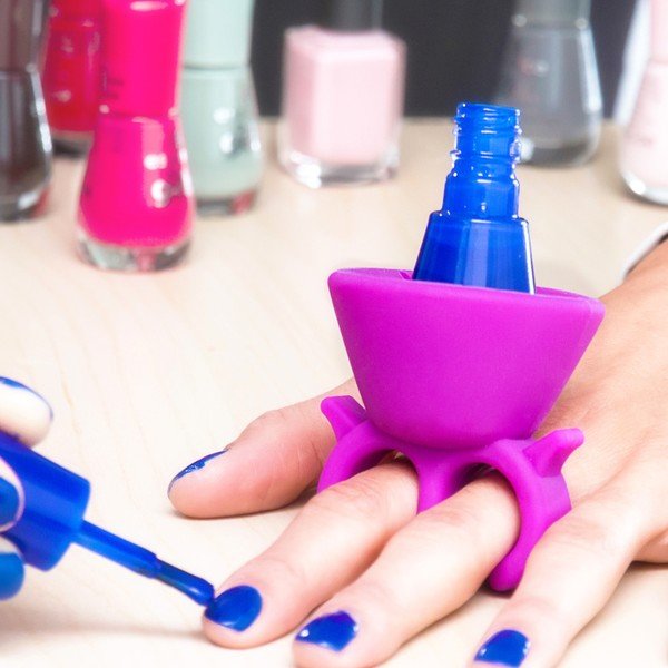 Fioletowy uchwyt na lakier do paznokci InnovaGoods Home Nail Salon-image-1